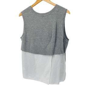 Banana Republic gray knit muscle top with white shirt tails size medium